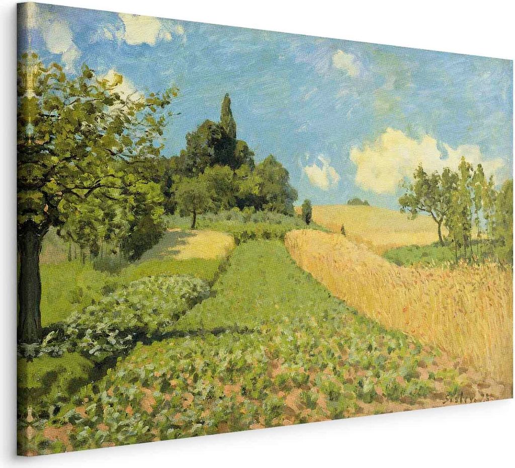 Bilder Alfred Sisley Weizenfeld 120x80 cm Vlies Leinwandbild 1 tlg Kunstdruck modern Wandbilder XXL Wanddekorationl-E-11852-b-a