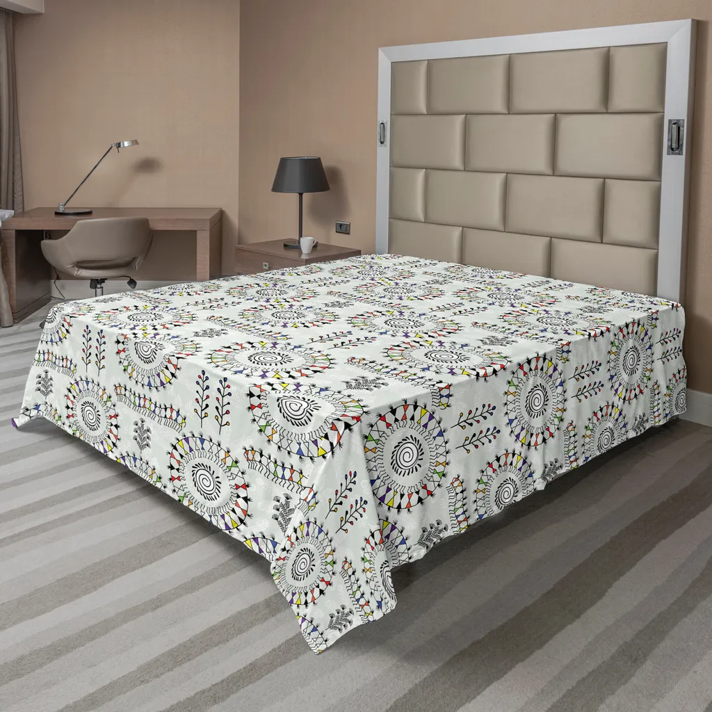Drap Plat Anti-Décoloration Motif Tribal Africain Doux 275 cm x 260 cm
