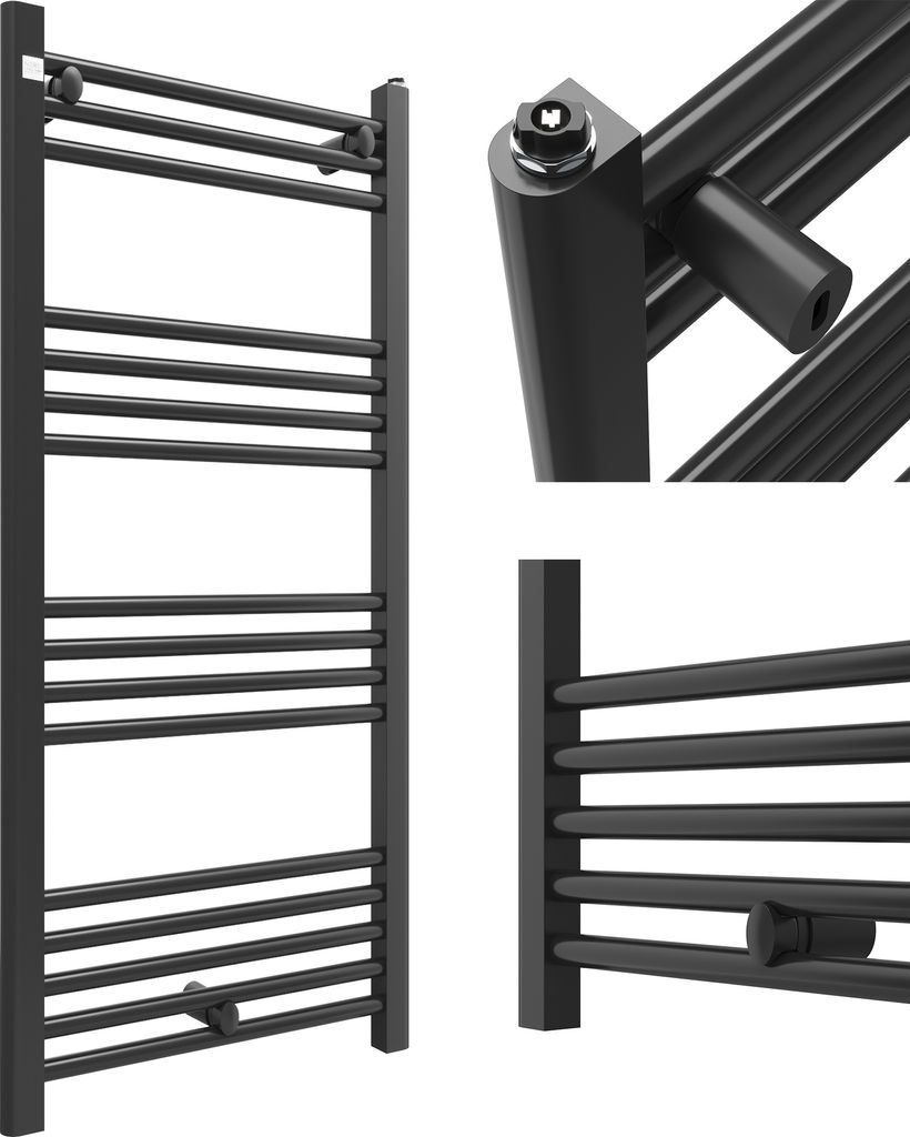 Granitan | Badheizkörper PUERTO - 50/110 cm - Schwarz - Modernes Design - Handtuchwärmer