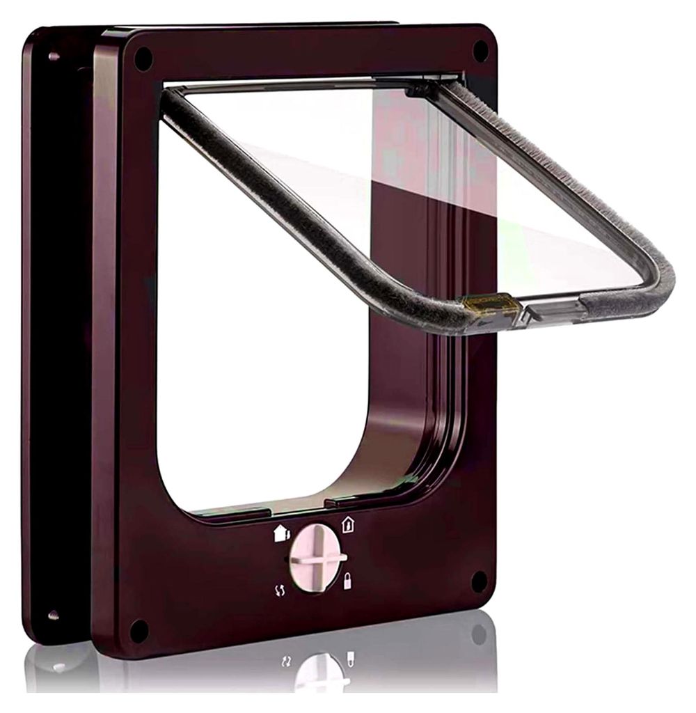 Katzenklappe mit 4-Wege-Drehverschluss für kleine Hunde und Katzen