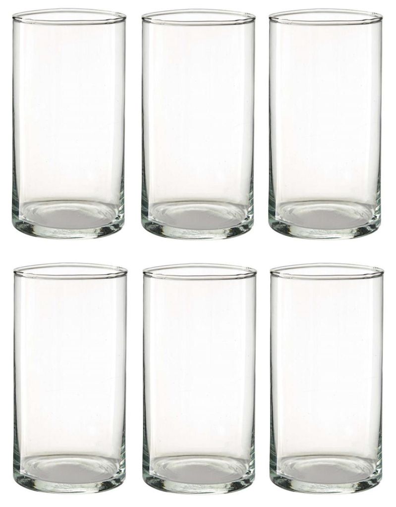 6er Set Dekogläser Vasen ZYLINDER H. 20cm D. 10cm Glas klar Produktbild 