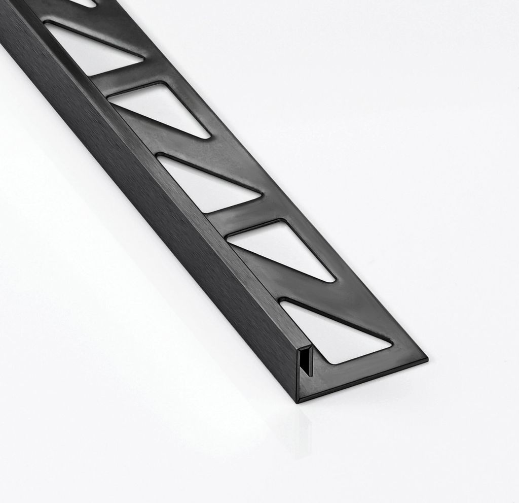 Slim-Line Edelstahl L-Profil Fliesenschiene V2A L250cm H10mm schwarz anthrazit gebürstet