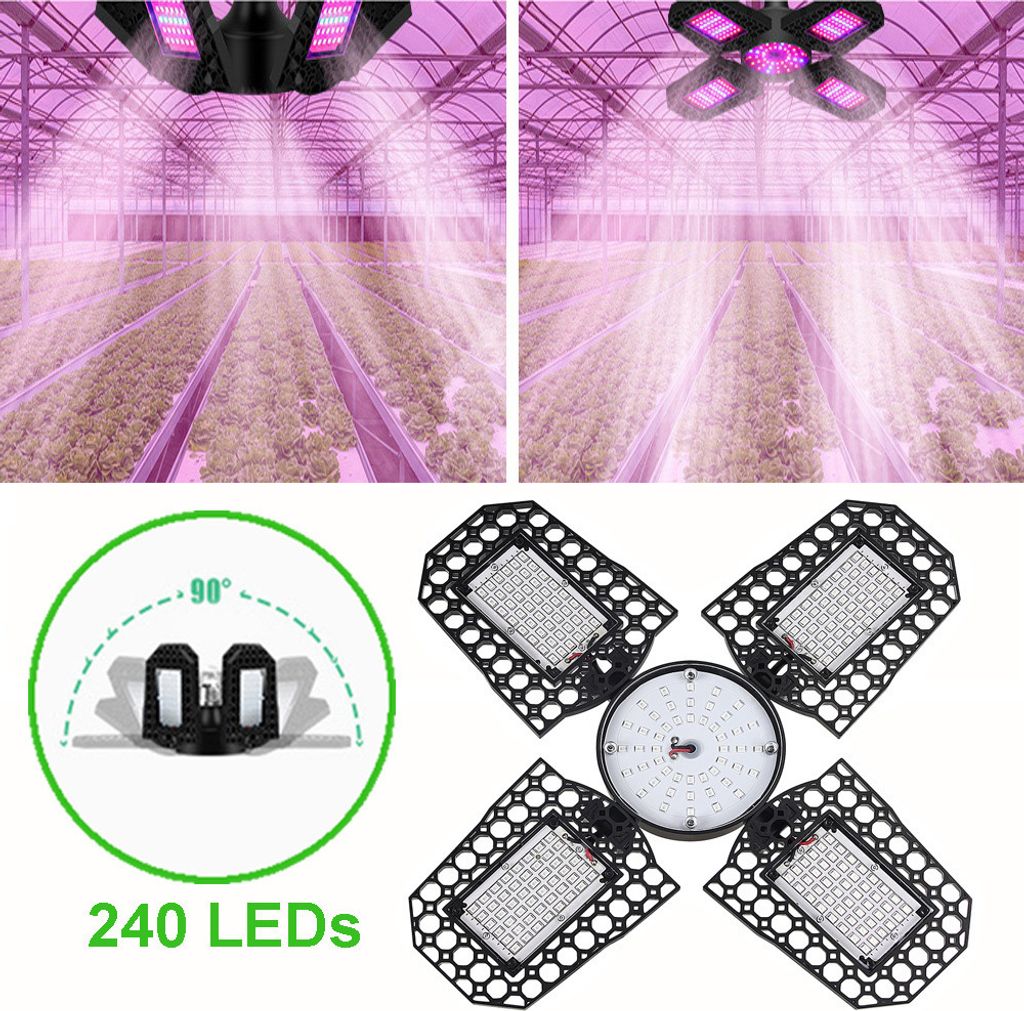 LED Pflanzenlampe E27 240 LEDs(Rot,Blau),Wachstumslampe Faltbar, Pflanzenlicht für Gewächshaus Zimmerpflanze Blume Gemüse Frucht