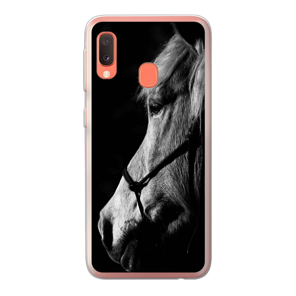 MuchoWow Handyhülle Schutzhülle Hülle für Samsung Galaxy A20e Pferd - Halfter - Leicht Silikon Softcase Handy Hülle - Abdeckung