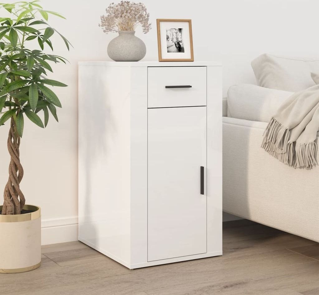 "im Angebot" Büroschrank moderne - Kommode - Hochglanz-Weiß 40x49x75 cm Holzwerkstoff - Beistellschrank CC21411