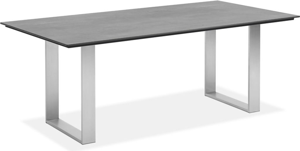 Gartentisch Noha 200x95 Tischplatte HPL Beton Profilkufe Edelstahl gebürstet