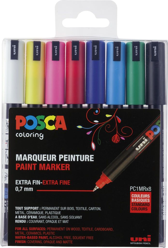 POSCA PC-1MR, Černá, Modrá, Zelená, Růžová, Červená, Obrázek produktu 