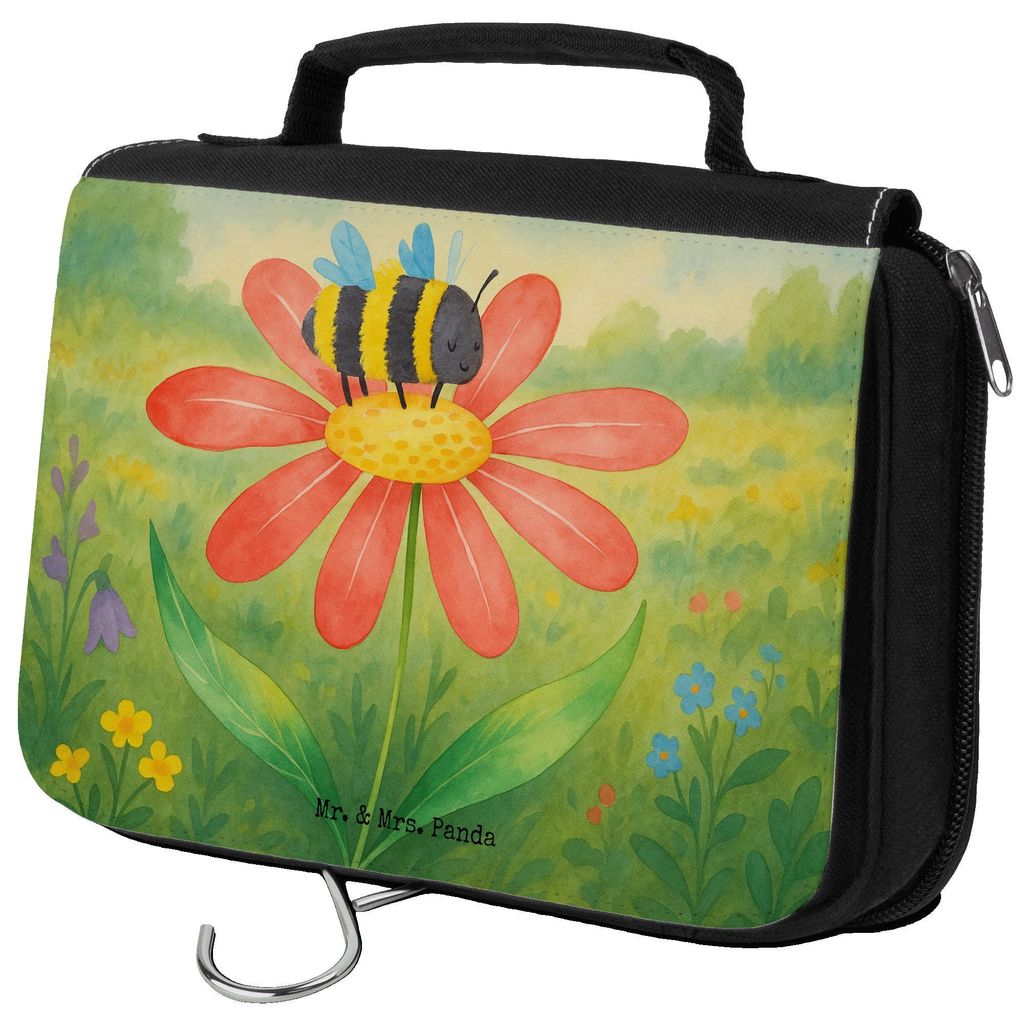 Mr. & Mrs. Panda Kosmetiktasche Hummel Blume Design - Weiß - Geschenk, Necessaire, Lustige Sprüche, Wespe, duschbeutel, kosmetiktäschchen, Humme...