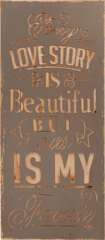 Décorez un mur vide avec cette plaque en bois grise 78cm romantique