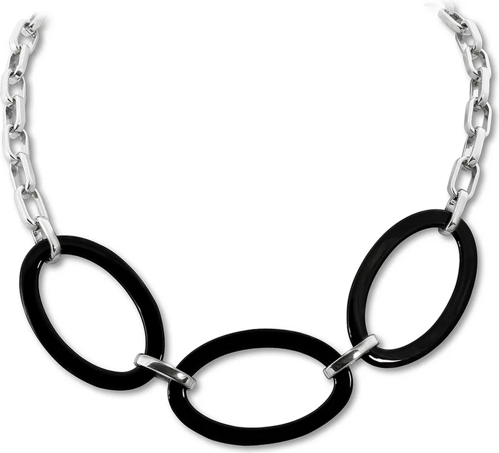 Idea Regalo Amello: Collana Donna Acciaio Ceramica Nera 50cm
