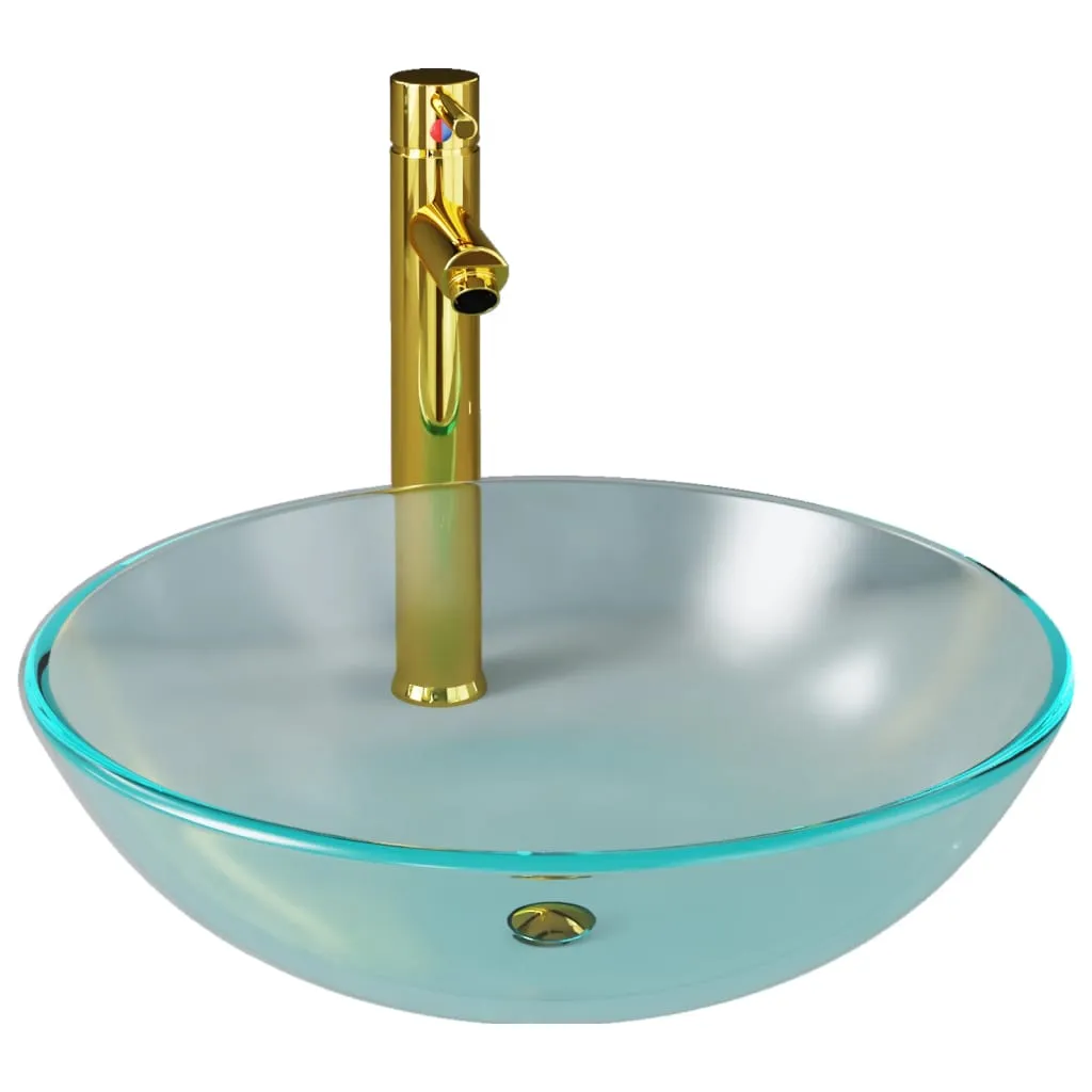 Set Lavabo da Appoggio Vetro Satinato vidaXL - Design Contemporaneo - 3