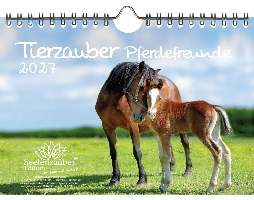Tierzauber Pferdefreunde DIN A5 Kalender für 2027 Pferde und Fohlen - Seelenzauber