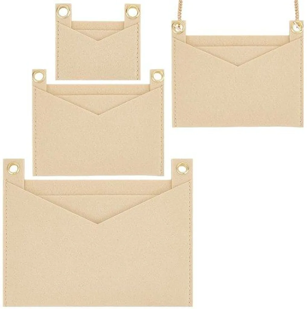 Pochette bandoulière et mini-portefeuille en feutre abricot - 3 pièces
