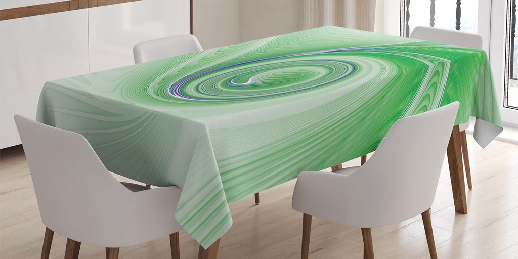 ABAKUHAUS Spiers Tischdecke, Eine Kurve windet sich um festes Motiv kontinuierlich zunehmende Spiralen Computer Figur Print, 140 x 240 cm, Grün