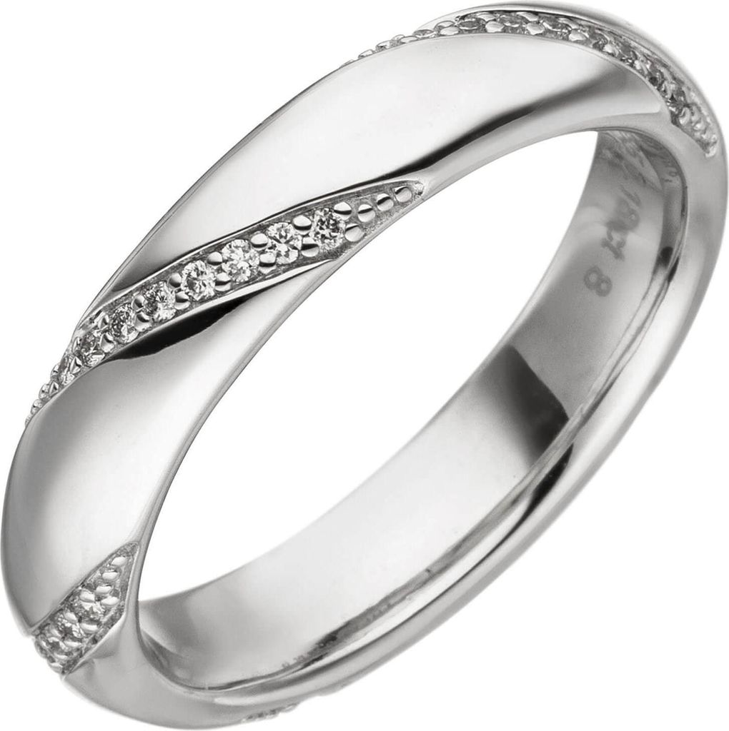 Ring Damenring Fingerschmuck Streife mit 40 Diamant Brillanten 585 Gold Weißgold Innenumfang 58mm Ø18.5mm