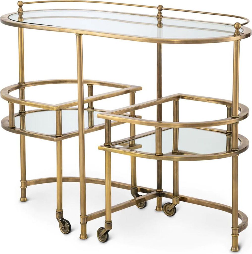 Casa Padrino Luxus Servierwagen Vintage Messing 105 x 50 x H. 82 cm - Hotel Restaurant Gastronomie Trolley - Luxus Hotel Restaurant Gastronomie Acc...