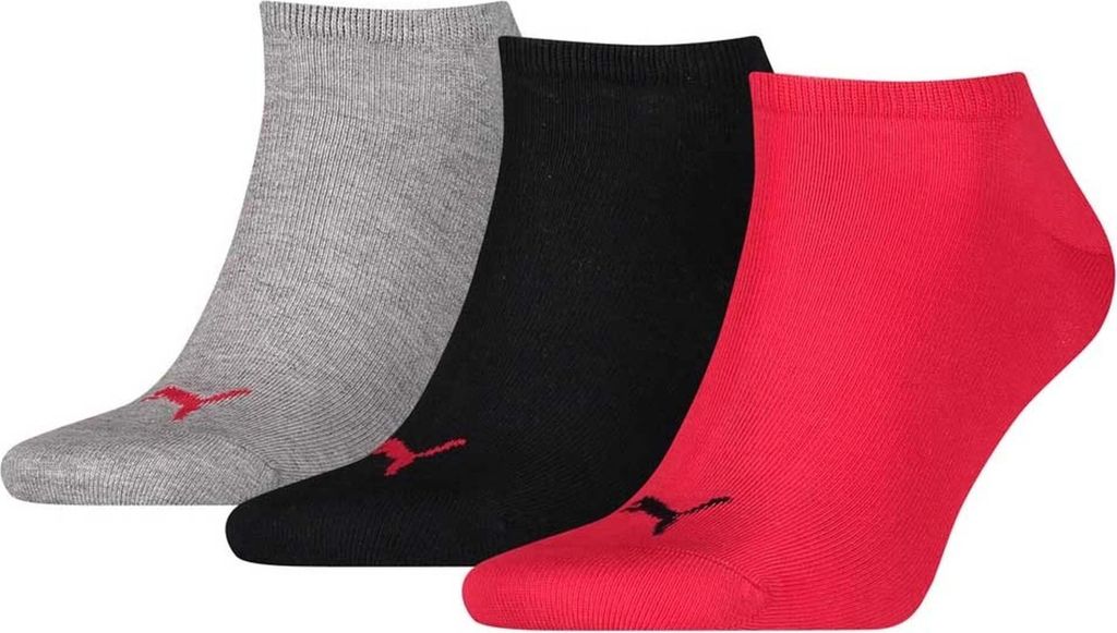 Puma Socks Uni-Sneaker-Socken 3 Paar rot, schwarz, grau 35 Produktbild 