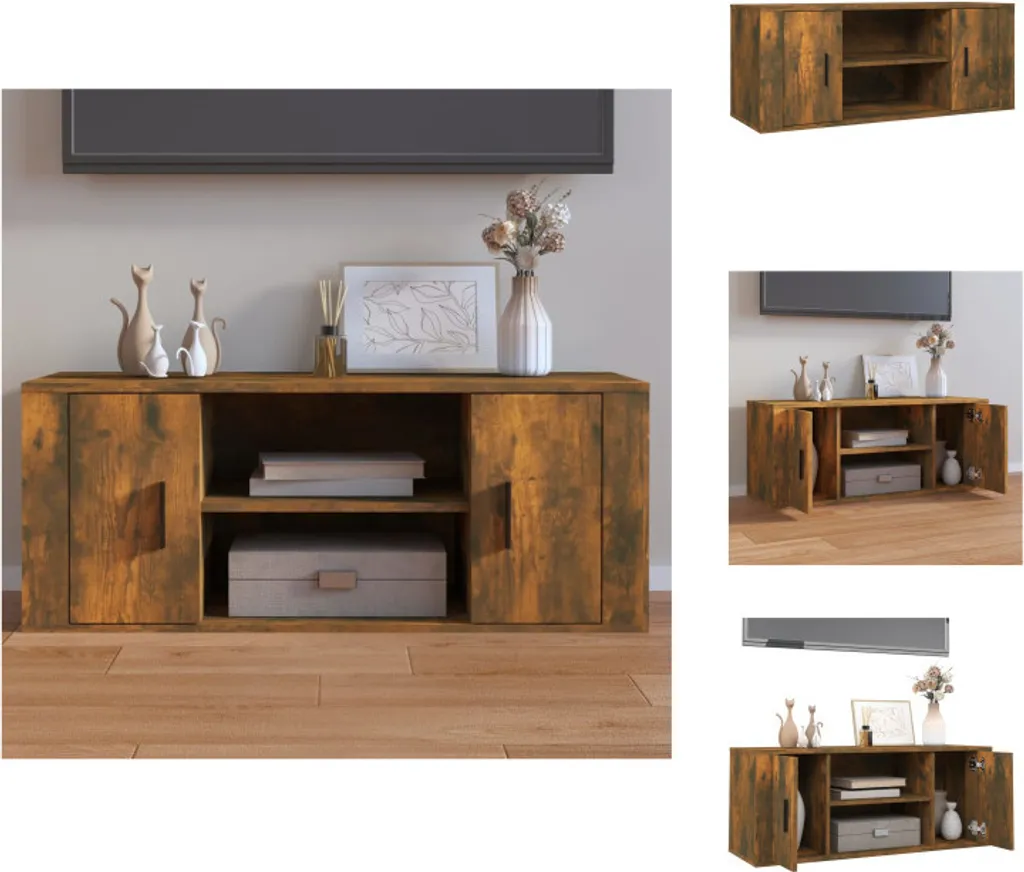 Mobile Porta TV vidaXL Rovere Fumé | 100cm Legno Multistrato Design
