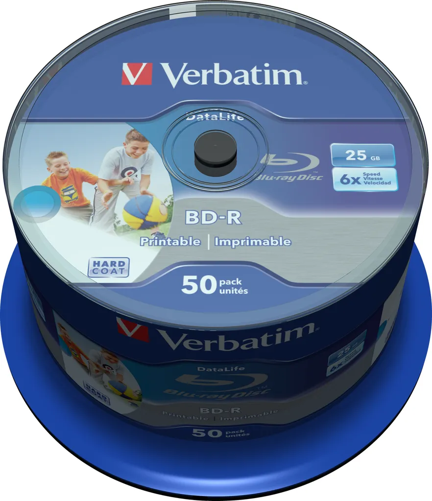 Blu-Ray BD-R 25GB Verbatim HTL Technologie 6x Surface Imprimable x50