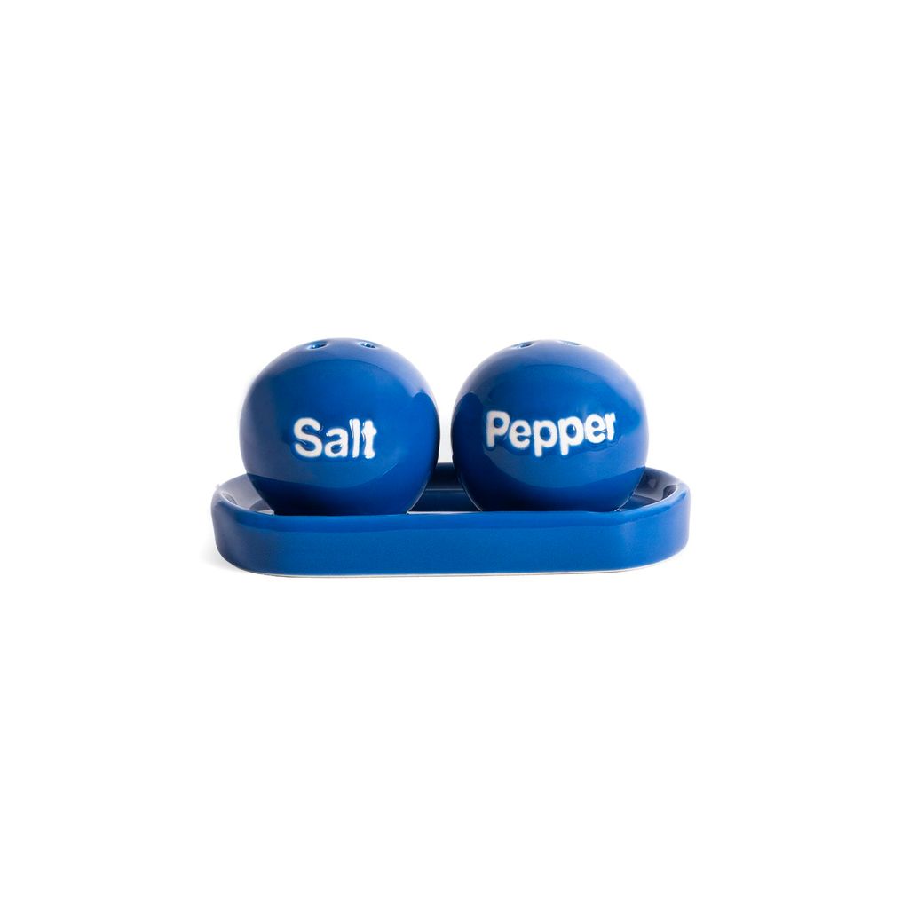 Salz- & Pfefferstreuer Ping Pong Blau mit Ablage ca. 4,5x4,5x4,2cm Helio Ferretti