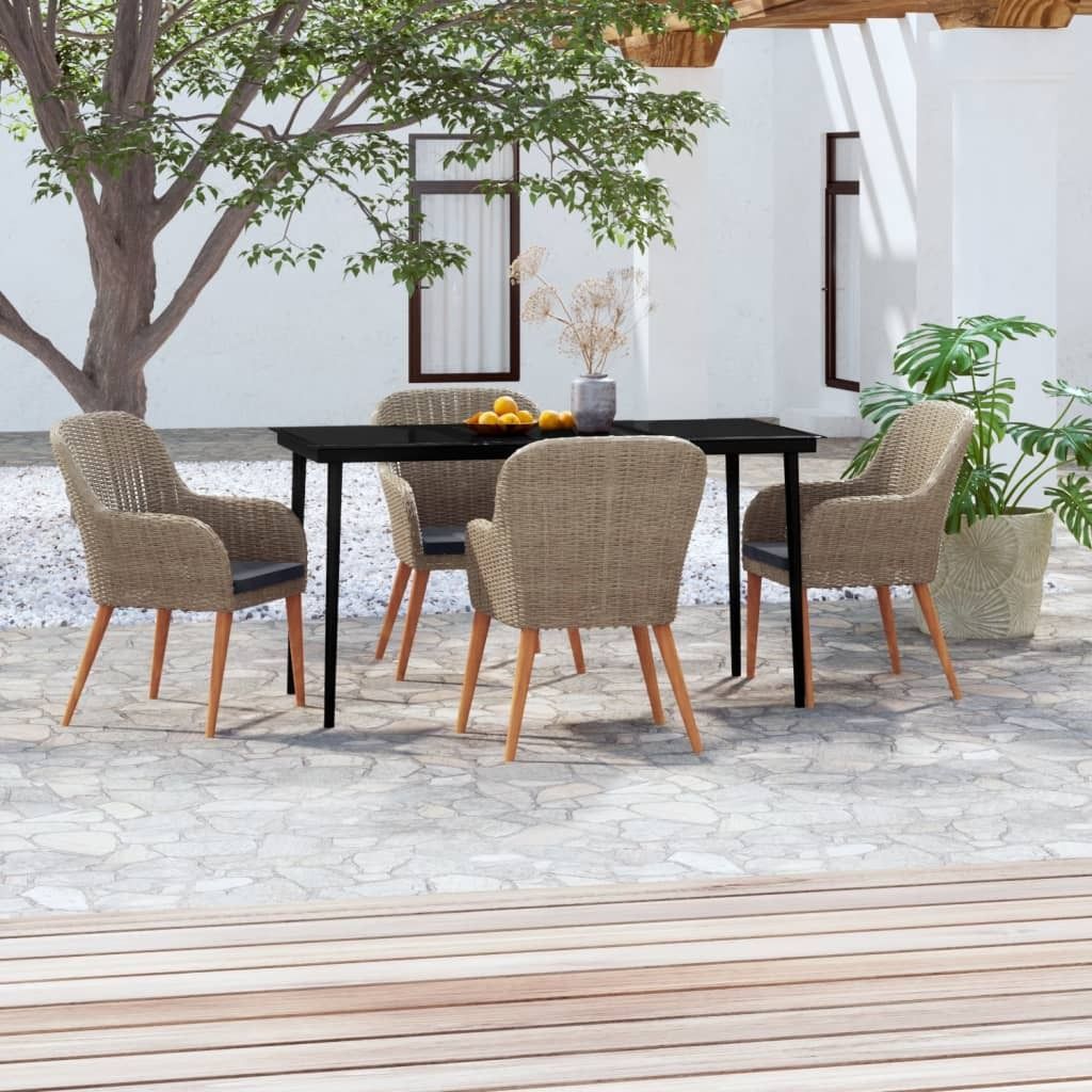 The Living Store 5-tlg. Garten-Essgruppe mit Kissen Braun