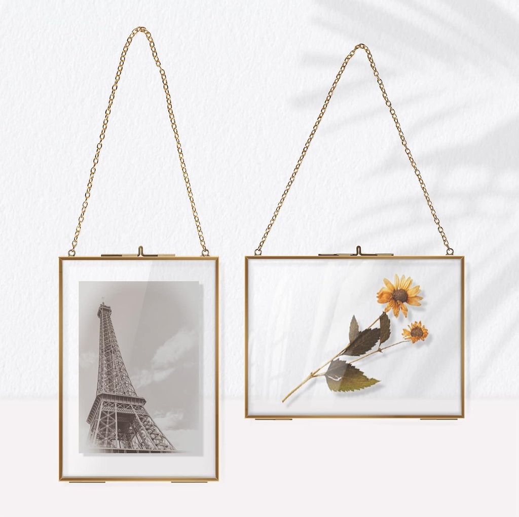 Allecto plus - Set von 2 Glasrahmen für Wanddekoration 13 x 18 cm - Doppelglas - rechteckig - transparent - gepresste Blumen - Foto - Karte - Zert...