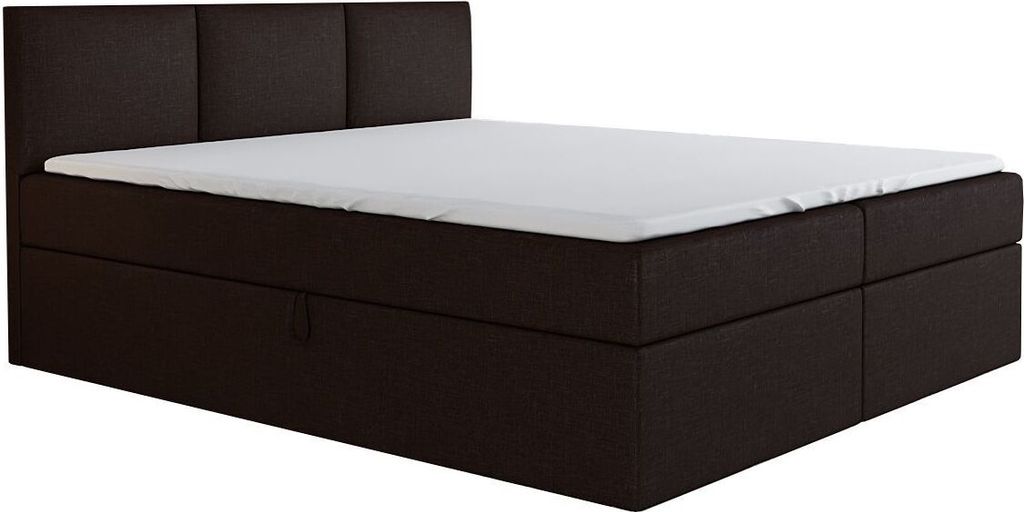 Boxspringbett RICO 120 x 200 mit 2 Bettkästen, Bonell-Matratze und Topper. Farbe: Dunkelbraun