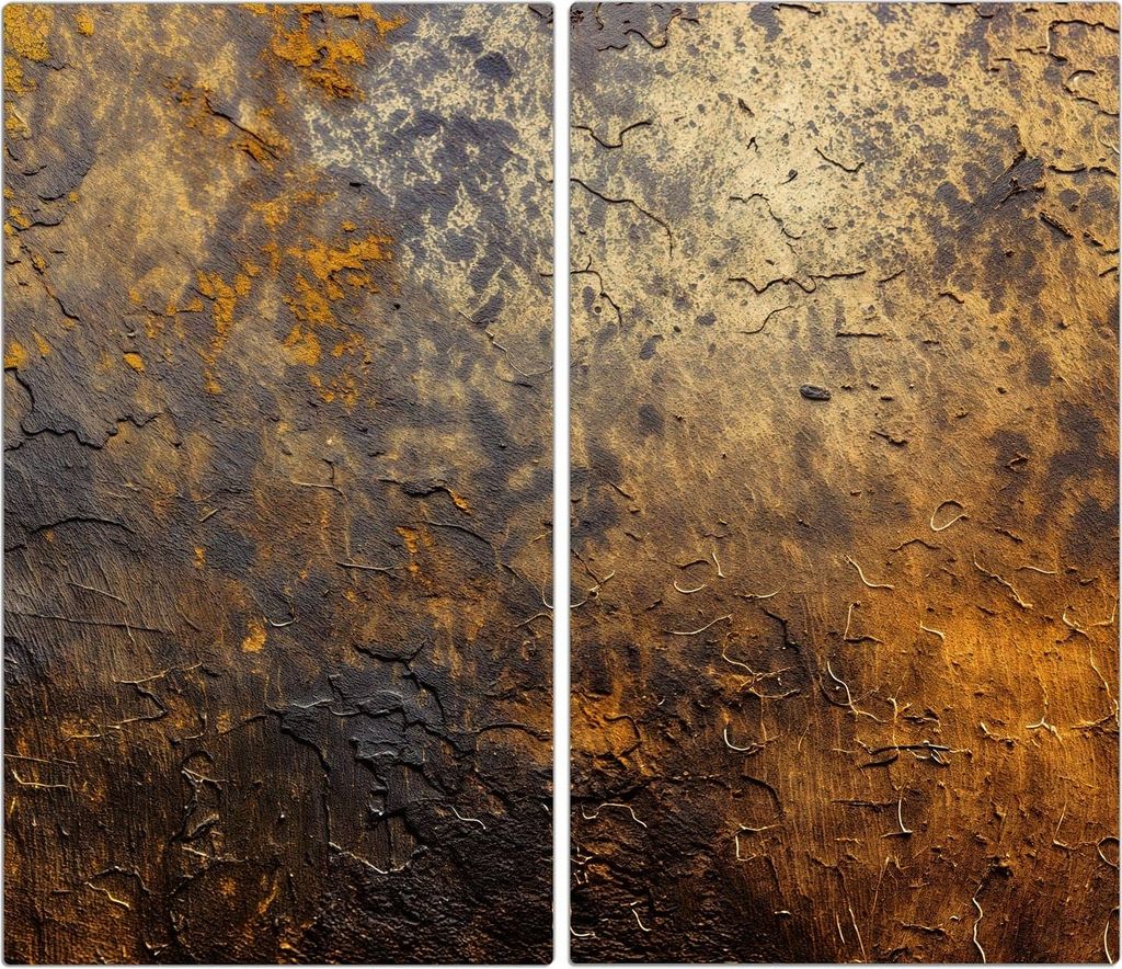 Spritzschutz Herdabdeckplatte Schneidebrett aus Glas Golden Texture 2-Teilig (60x52cm)