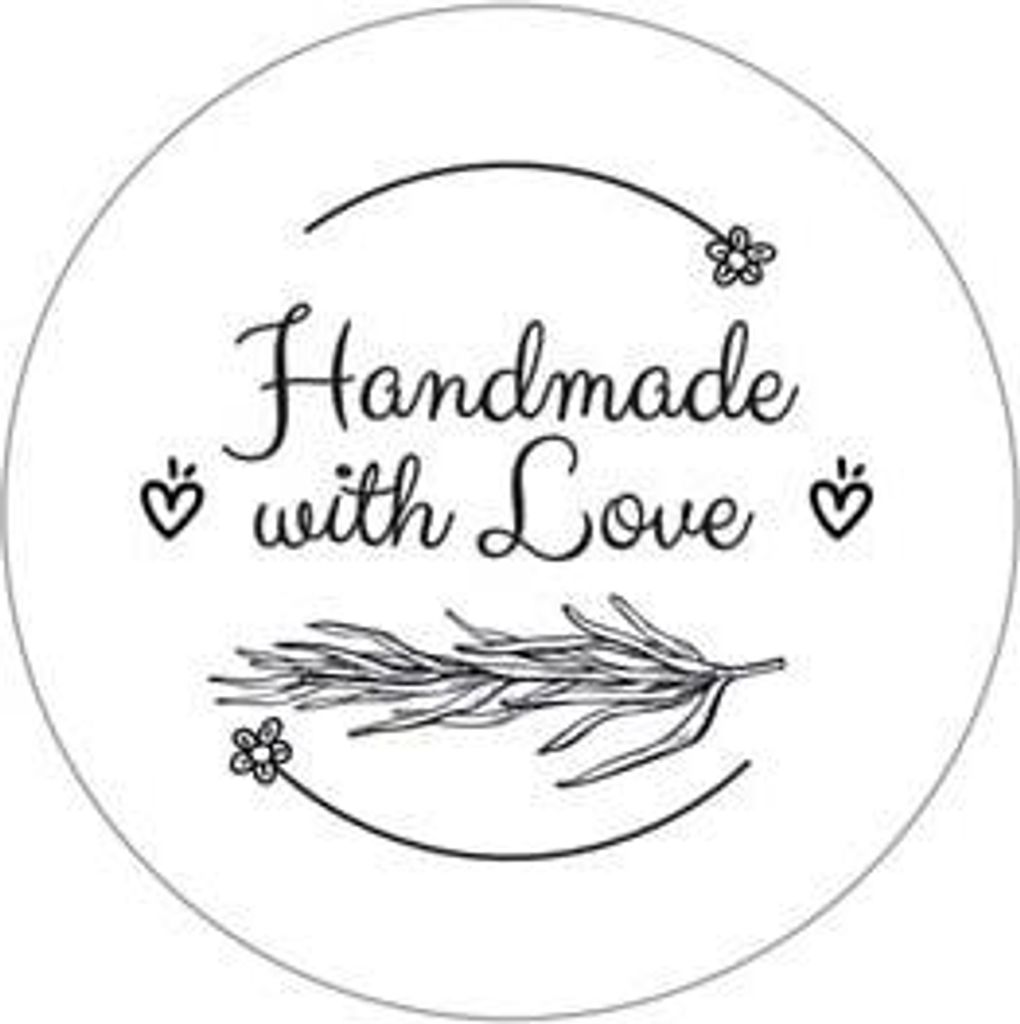 Runde Aufkleber Weiß Handmade with Love – Muster 8