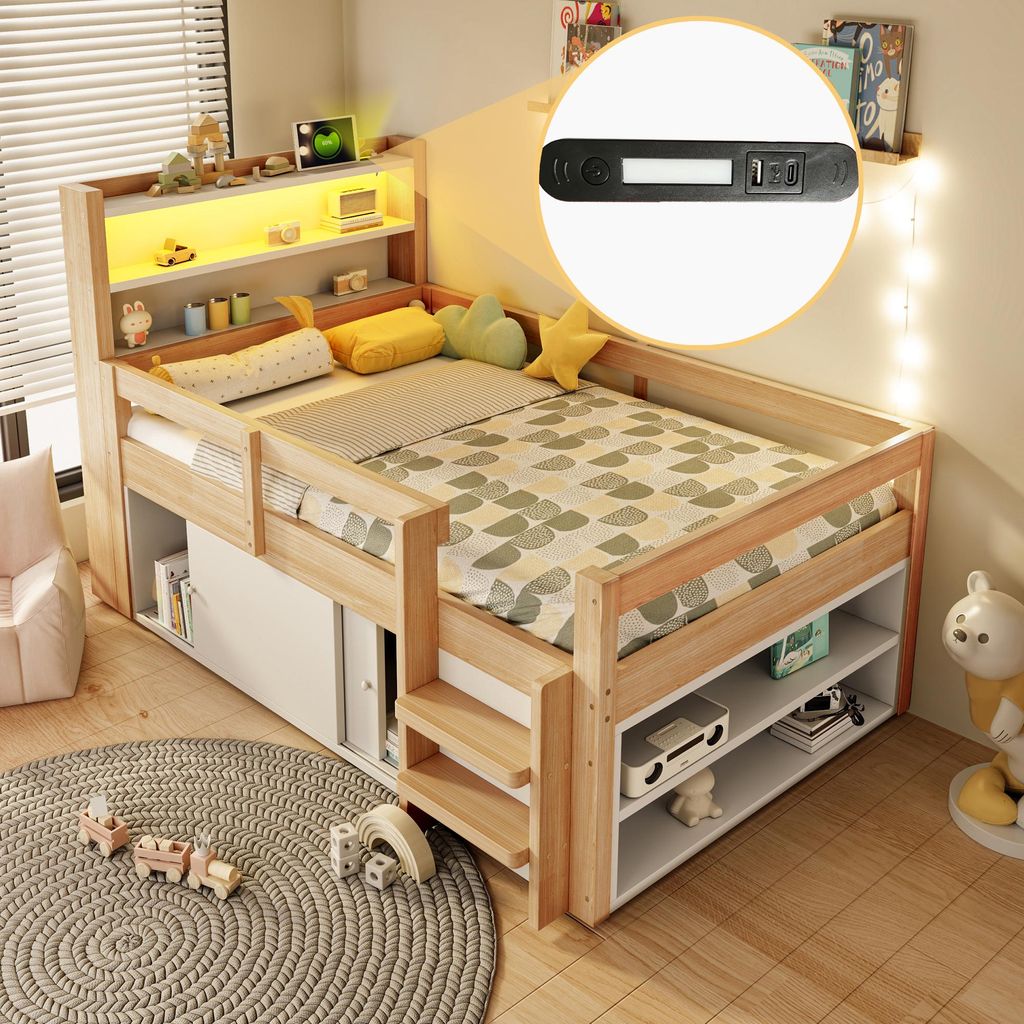 Flieks Kinderbett 90x200cm mit Led, Jugendbett Klassisches Produktbild 