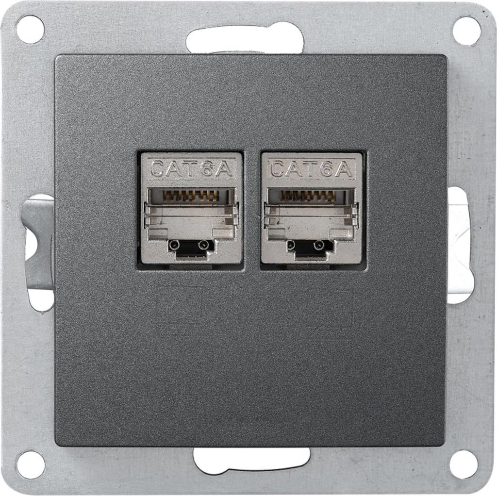 Netzwerk-Dose McPower ''Flair'' CAT6A, UP, anthrazit, Produktbild 