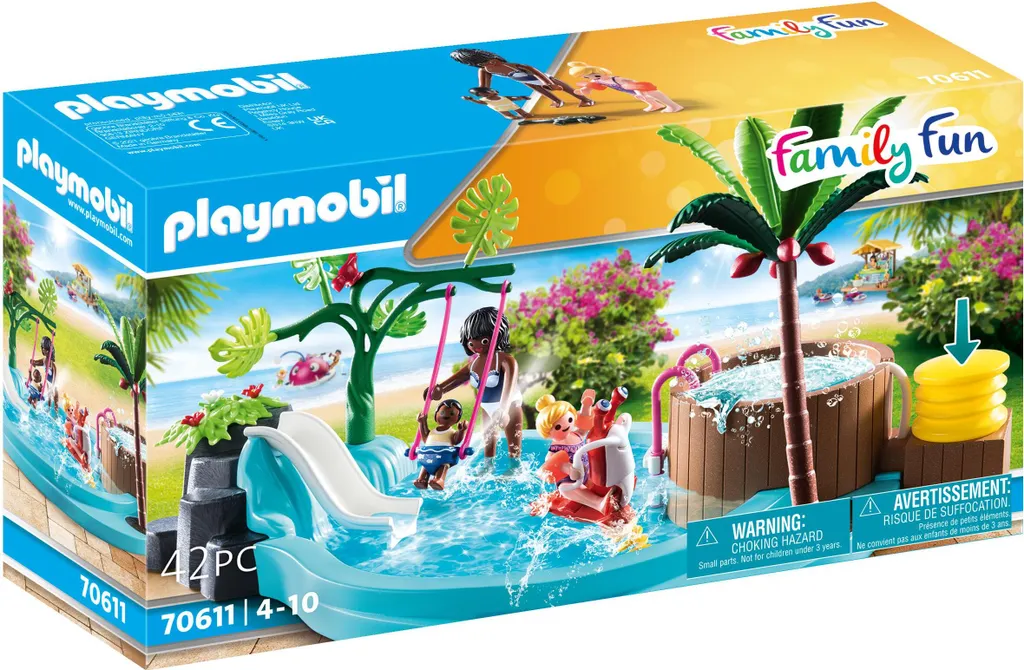 Piscine PLAYMOBIL 70611 : kit complet avec jacuzzi pour jouer avec l'eau