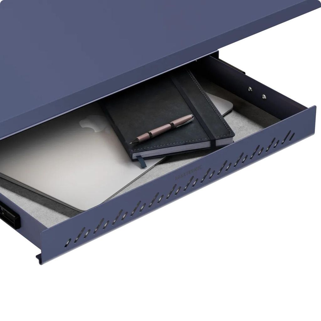 Schubladen-Organizer unter dem Schreibtisch, 41x27x5cm, Hochwertiger Stahl, Ausziehbarer Platzsparer Blau