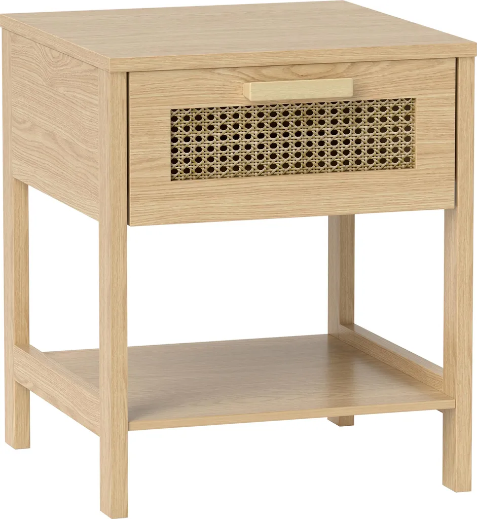 Table de chevet design scandinave en bois naturel et tiroir discret