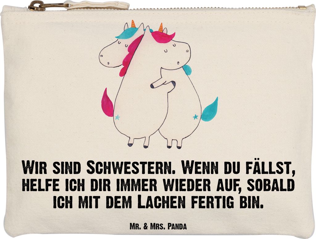 Mr. & Mrs. Panda Schlampermäppchen Einhörner Umarmen Grösse XL Große - Weiß - Geschenk, pencil case, Pouch, Familie, Unicorn, Make-Up Tasche, ...