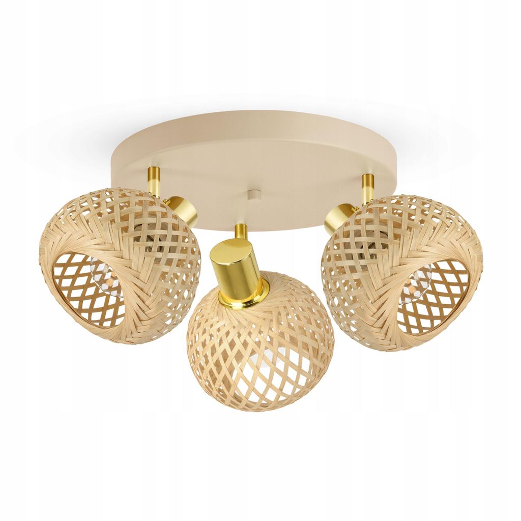 Lampa sufitowa LED Luxolar 3-punktowa E27 Rattan Boho Zdjęcie produktu 