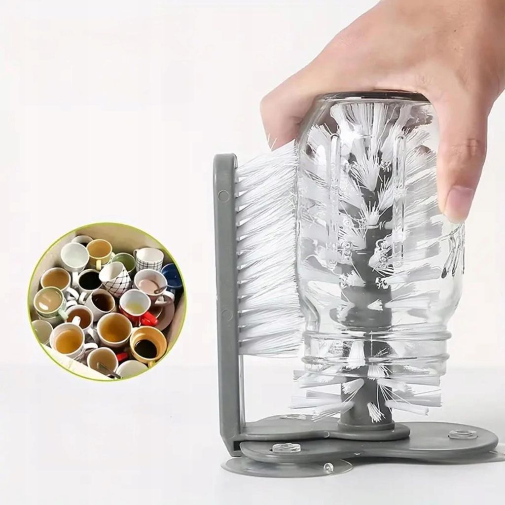 Glas-/Becherbürste mit Saugnapf 17,5*14cm weiß