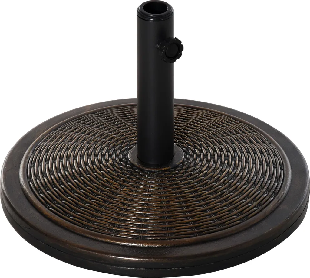 Pied de parasol rond Outsunny Ø 48 cm en résine effet rotin noir 14 kg