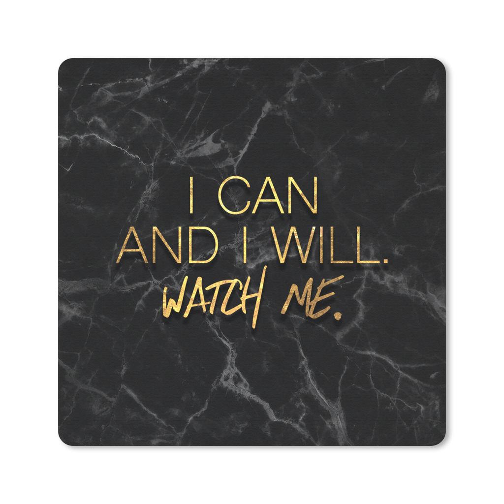 MuchoWow Mauspad Mousepad Zitate - Selbstvertrauen - Gold - Marmor 20x20 cm - Mousepads - Maus Mat - Pad - Mausunterlage - Desk Mat - Bureauartikeln