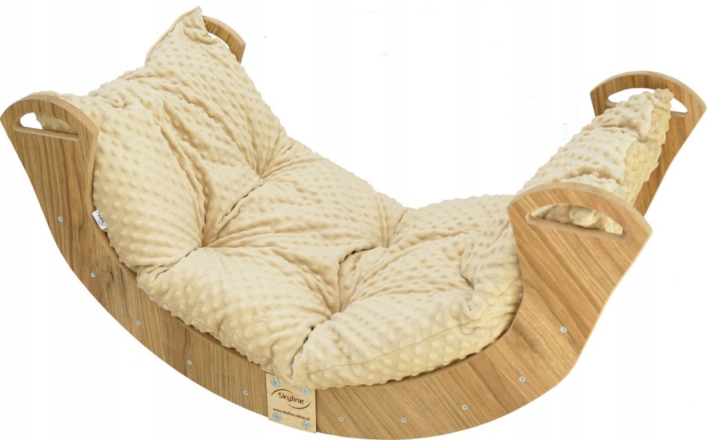 Skyline Kletterbogen Klettergerüste Kletterdreieck Baby Kletterwippe Holzbogen für Kinder Montessori Klappbar Eichenimitat, mod.C,98x46x49cm, Beige