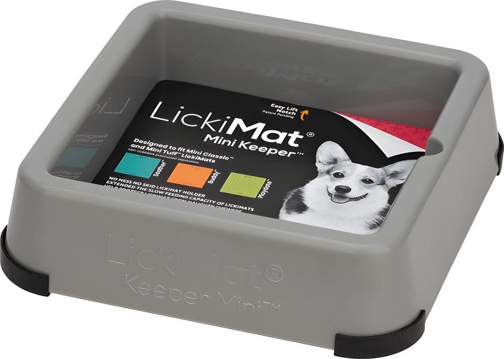 LickiMat Mini Keeper Leckmattenhalter für innen 20x20x 5 cm, Farbe:grau