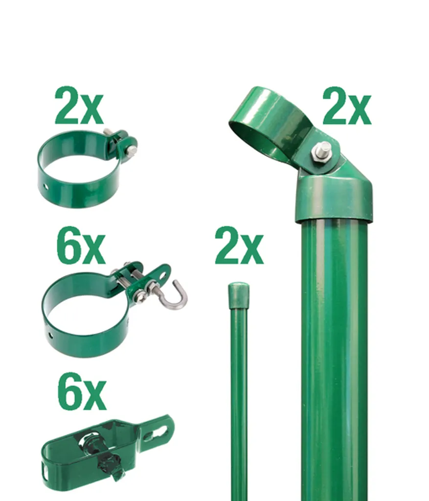 Alberts 600181 Kit raccordement portail grillage ondulé 76mm vert