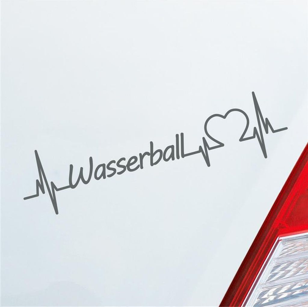 Auto Aufkleber Wasserball Herzschlag Ballsport Team Spiel Sport Liebe 19x5 cm Grau Sticker Heckscheibenaufkleber
