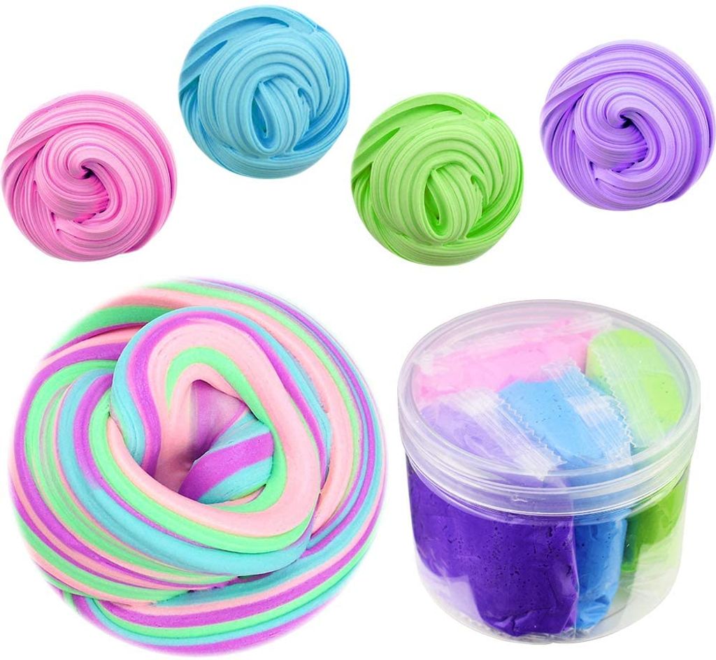 4 Farben Fluffy Slime Schlamm Schleim für Stressabbau Baby Spielzeug Set DE 