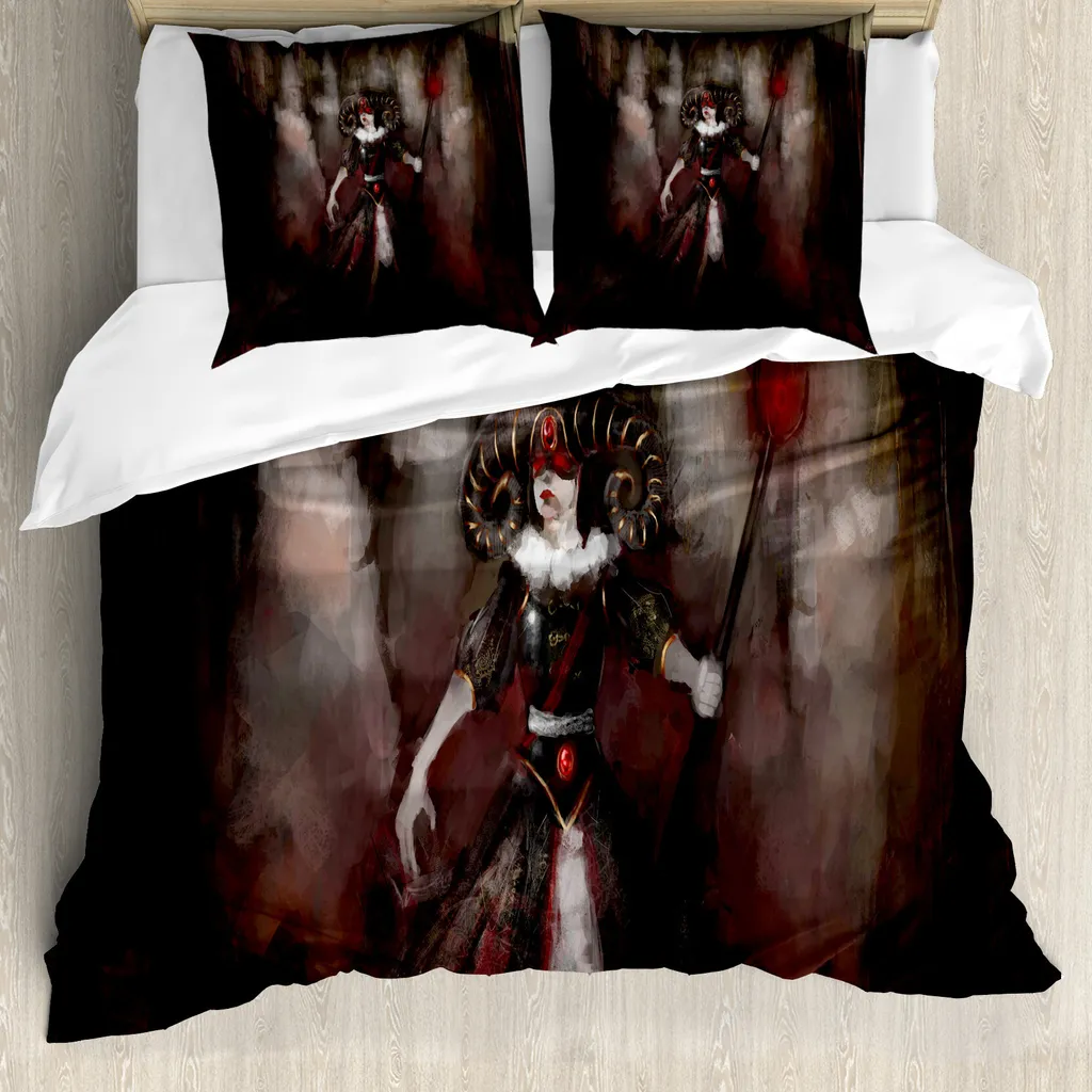 Housse de couette 155x220 cm anti-allergie décor médiéval sombre
