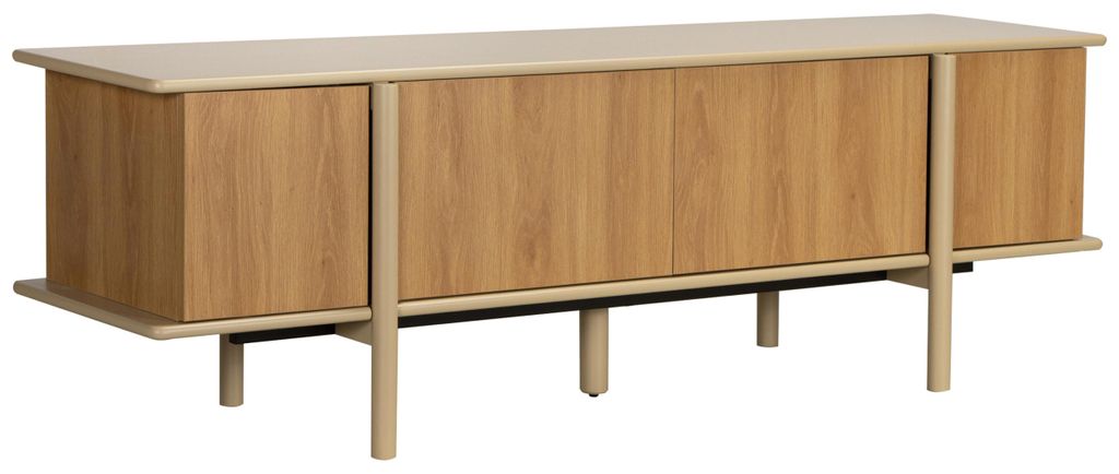 TV-Möbel in Holzoptik mit 4 Türen 180 cm creme - Oviala Nelio