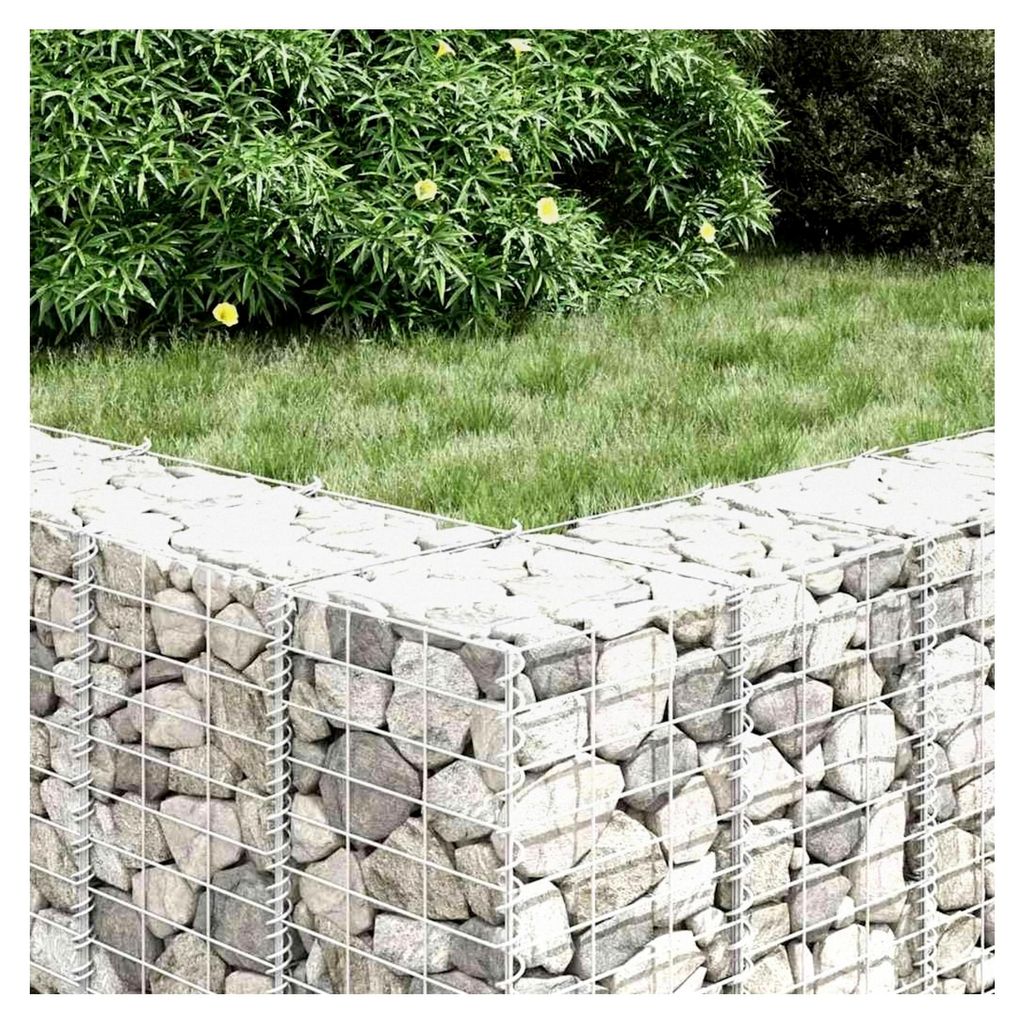Gabionen-Hochbeet, 3-teilig, 30 x 30 x 200 cm, Eisen, Pflanzgefäß für Garten, Blumen, Kräuter, Sukkulenten, Terrasse, Balkon