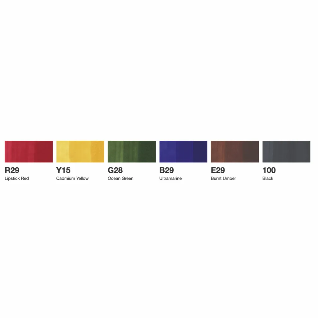 Set de 6 Feutres à Alcool Copic Sketch Bold Primaries Nuances de Base - 4