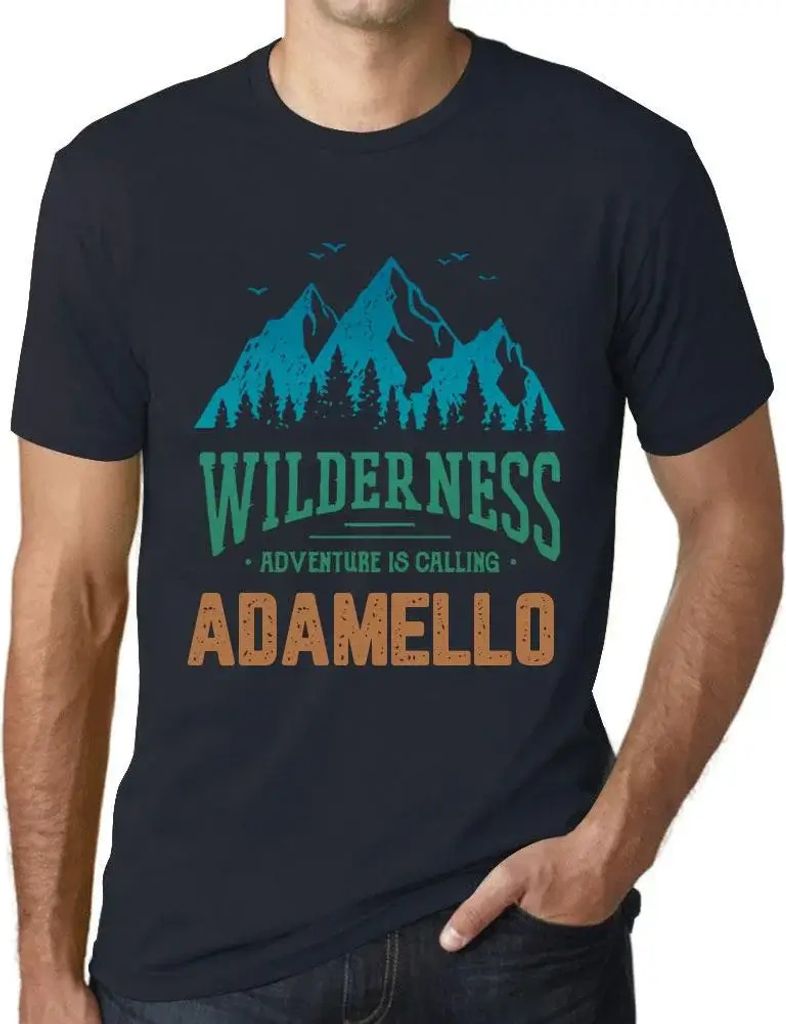 Herren Grafik T-Shirt Wildnis das Abenteuer ruft adamello – Wilderness, Adventure Is Calling Adamello – Öko-Verantwortlich Vintage Jahrgang Ku...