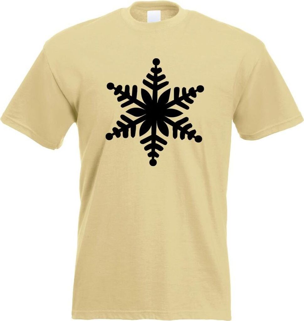 Kiwistar - T-Shirt - Khaki - Schneeflocke Design 1 Motiv Bedruckt Funshirt Design Print - mit Motiv Bedruckt - Funshirt Design - Sport - Freizeit -...